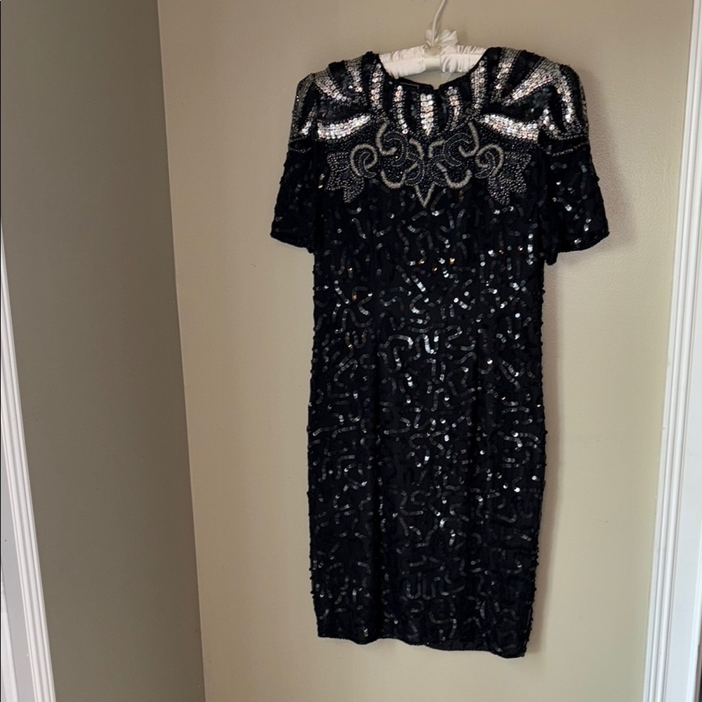 Elegant Black and Silver Sequin Dress